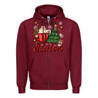 Burgundy 'tis the season with christmas tree and hot cocoa Zipper Hoodie - MaliasSmallBusiness