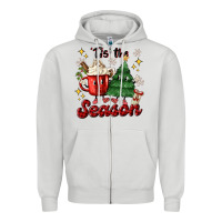 Dove Grey 'tis the season with christmas tree and hot cocoa Zipper Hoodie - MaliasSmallBusiness