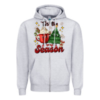 Heather Grey 'tis the season with christmas tree and hot cocoa Zipper Hoodie - MaliasSmallBusiness