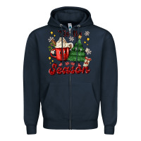 Navy 'tis the season with christmas tree and hot cocoa Zipper Hoodie - MaliasSmallBusiness