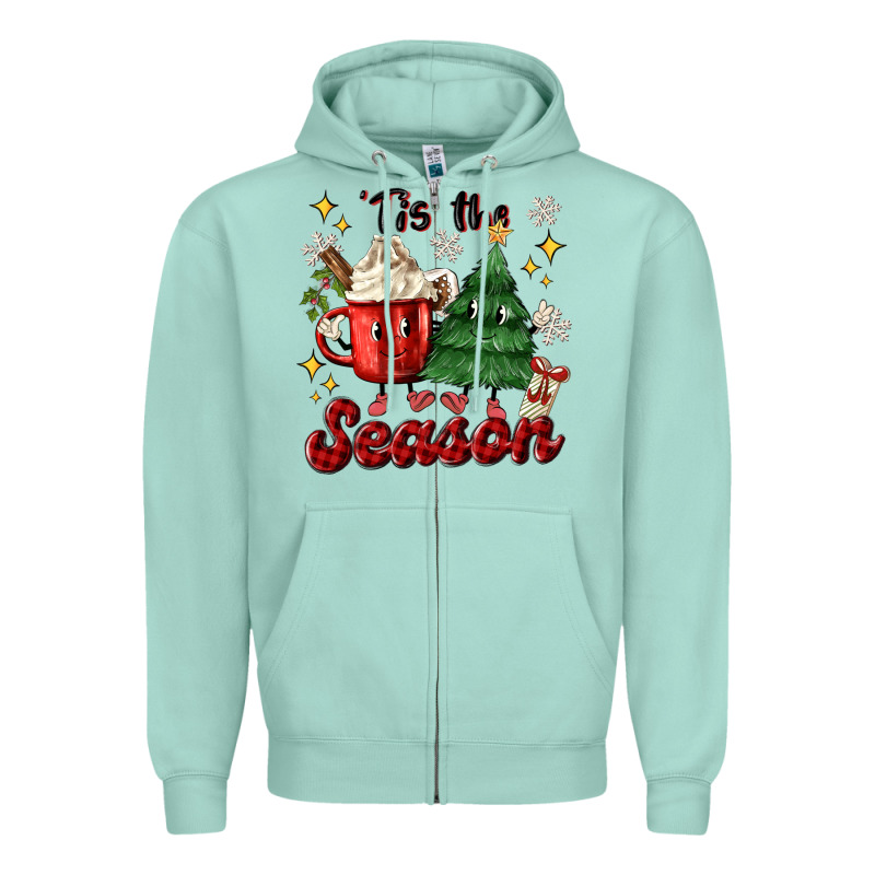 'tis The Season With Christmas Tree And Hot Cocoa Zipper Hoodie by MaliasSmallBusiness | Teevron