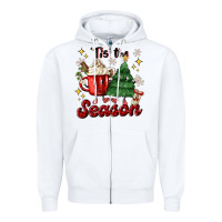 White 'tis the season with christmas tree and hot cocoa Zipper Hoodie - MaliasSmallBusiness