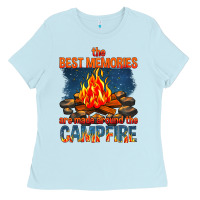 Baby Blue the best memories are made around the campfire Ladies Tee - texasbilliewilder