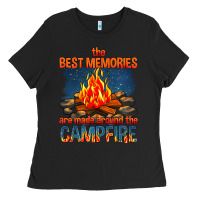 Black the best memories are made around the campfire Ladies Tee - texasbilliewilder