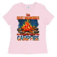 Bubblegum Pink the best memories are made around the campfire Ladies Tee - texasbilliewilder