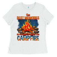 White the best memories are made around the campfire Ladies Tee - texasbilliewilder