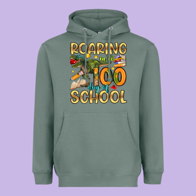 Roaring In To 100 Day Of School Heavyweight Hoodie Designed By Artiststas