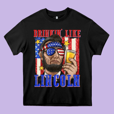 Drinking Like Lincoln Heavy Core Tee Designed By Texasbilliewilder