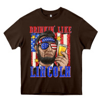 Chocolate Brown drinking like lincoln Heavy Core Tee - texasbilliewilder