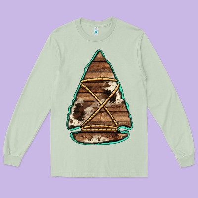 Cowhide Wooden Arrowhead Long Sleeve Tee Designed By Jasminsmagicworld