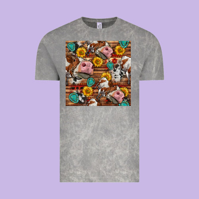 Cow And Western Seamless Pattern Vintage Tee Designed By Bundleandbundleshop