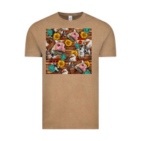 Vintage Coffee cow and western seamless pattern Vintage Tee - BundleAndBundleShop