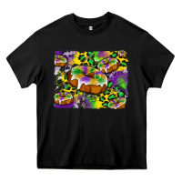 Black mardi gras cake glitterleopard and cowhide background Heavy Core Tee - Artiststas