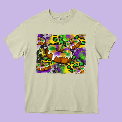 Mardi Gras Cake Glitterleopard And Cowhide Background Heavy Core Tee Designed By Artiststas