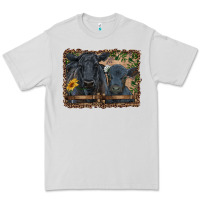 Dove Grey western black angus cattle and calf with leopard Premium Tee - RanaPortraitStore