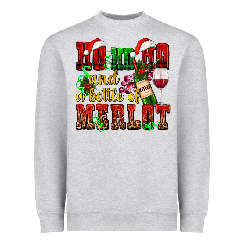 Ho Ho Ho And A Bottle Of Merlot Heavyweight Sweatshirt by AdoDesignShop | Teevron