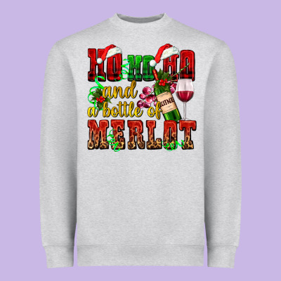 Ho Ho Ho And A Bottle Of Merlot Heavyweight Sweatshirt Designed By Adodesignshop