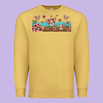 Floral Chihuahua Dogs Premium Sweatshirt Designed By Jasminsmagicworld