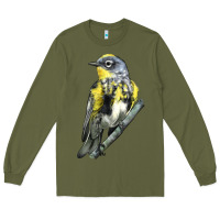 Army Green yellow rumped warbler Long Sleeve Tee - LillyAllenDesigns