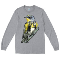 Heather Grey yellow rumped warbler Long Sleeve Tee - LillyAllenDesigns