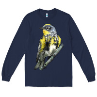 Navy yellow rumped warbler Long Sleeve Tee - LillyAllenDesigns