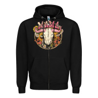 Black bullskull mama Zipper Hoodie - NancyCooperArtShop