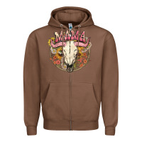 Chestnut bullskull mama Zipper Hoodie - NancyCooperArtShop