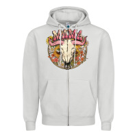 Dove Grey bullskull mama Zipper Hoodie - NancyCooperArtShop