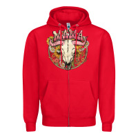 Red bullskull mama Zipper Hoodie - NancyCooperArtShop