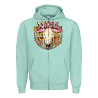 Seafoam bullskull mama Zipper Hoodie - NancyCooperArtShop