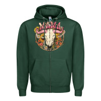 Sports Green bullskull mama Zipper Hoodie - NancyCooperArtShop