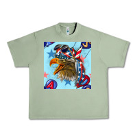 Oil Green mullet eagle with balloon seamless pattern Urban Heavy Tee - BundleAndBundleShop