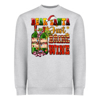 Heather Grey dear santa just bring wine Heavyweight Sweatshirt - AdoDesignShop
