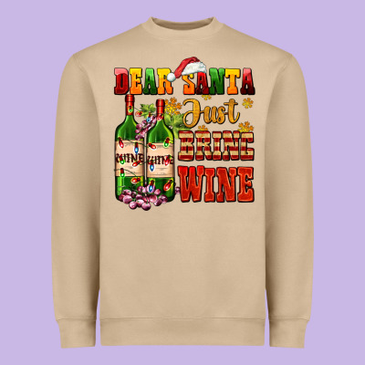 Dear Santa Just Bring Wine Heavyweight Sweatshirt Designed By Adodesignshop