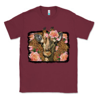Burgundy Western Floral Giraffe Classic Tee - LillyAllenDesigns