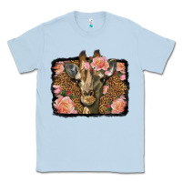 Dusty Blue Western Floral Giraffe Classic Tee - LillyAllenDesigns