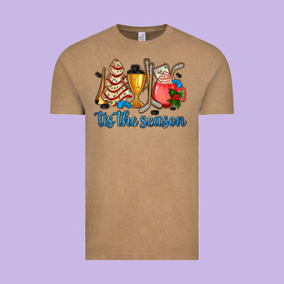Tis The Season Hockey And Christmas Vintage Tee Designed By Adodesignshop