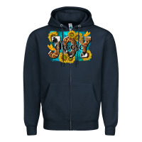 Navy choose joy Zipper Hoodie - NancyCooperArtShop