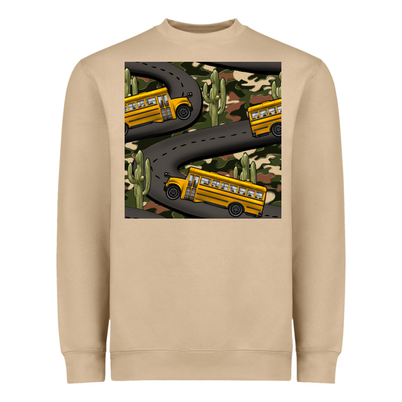 Cactus Camouflage School Bus Seamless Pattern Heavyweight Sweatshirt by BundleAndBundleShop | Teevron