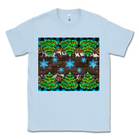 Dusty Blue Christmas tree with snow Classic Tee - AdoDesignShop
