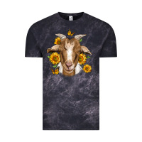 Cloud Black sunflower goat Vintage Tee - Jasminsmagicworld