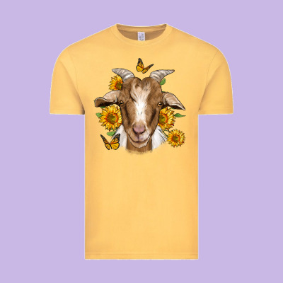 Sunflower Goat Vintage Tee Designed By Jasminsmagicworld