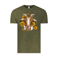 Vintage Olive sunflower goat Vintage Tee - Jasminsmagicworld