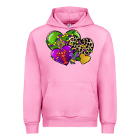 Fuchsia Pink mardi gras hearts Urban Hoodie - CowGirlArtShop