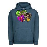 Pigment Midnight Navy mardi gras hearts Urban Hoodie - CowGirlArtShop