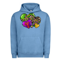 Pigment Pebble Blue mardi gras hearts Urban Hoodie - CowGirlArtShop