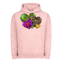 Pigment Salmon mardi gras hearts Urban Hoodie - CowGirlArtShop