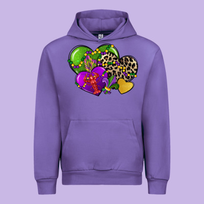 Mardi Gras Hearts Urban Hoodie Designed By Cowgirlartshop