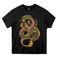 Black green and yellow dragon Heavy Core Tee - RanaPortraitStore