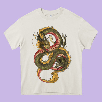 Heavy Core Tee green and yellow dragon